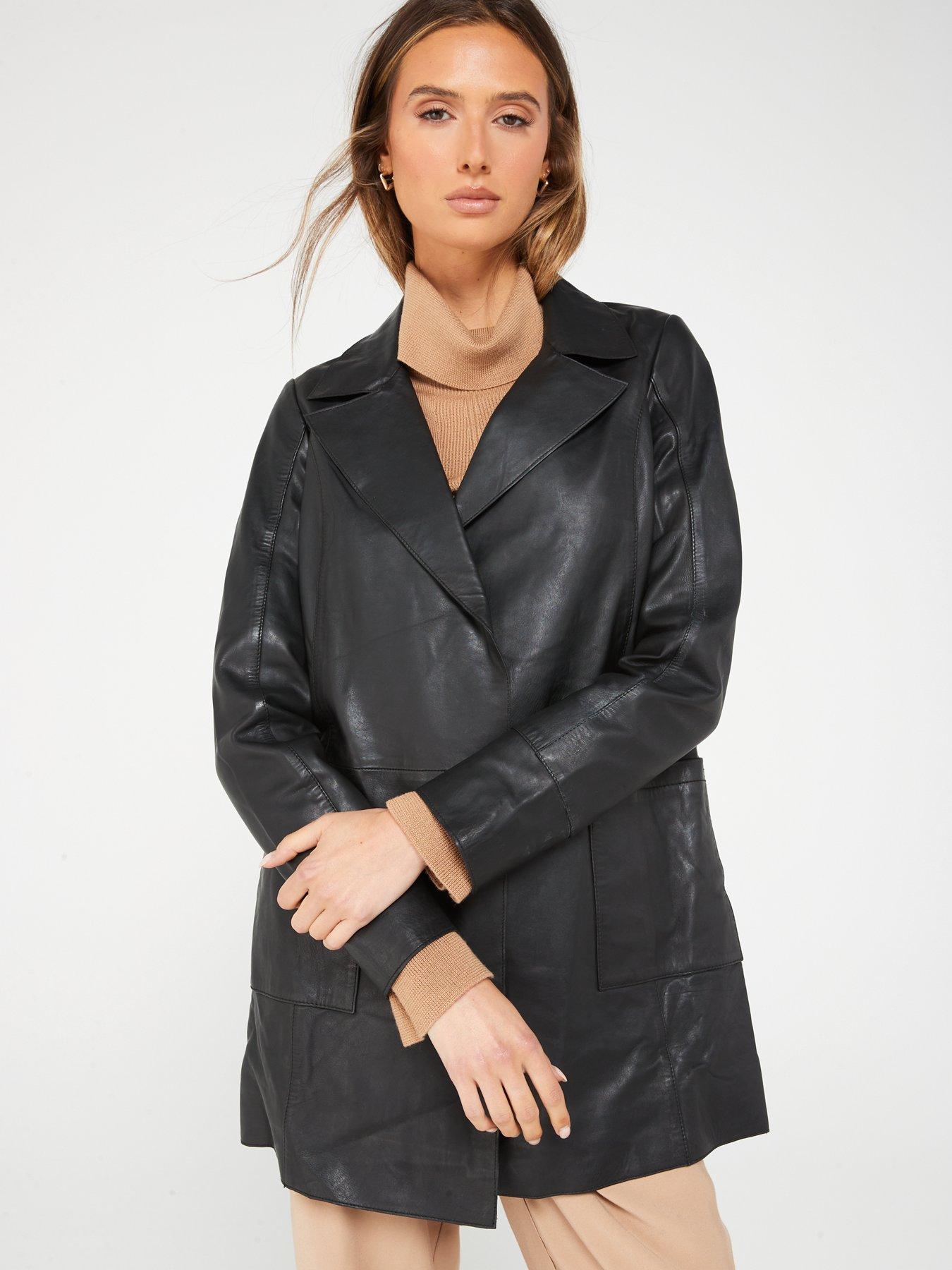 Long line leather jacket best sale