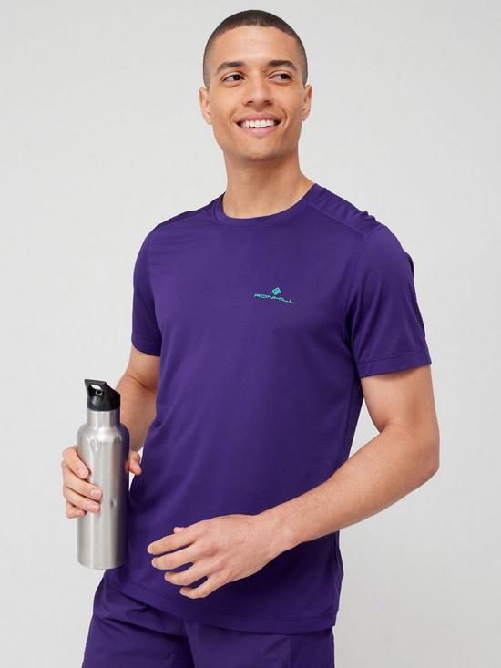 front image of ronhill-mens-tech-running-short-sleeve-tee--purple
