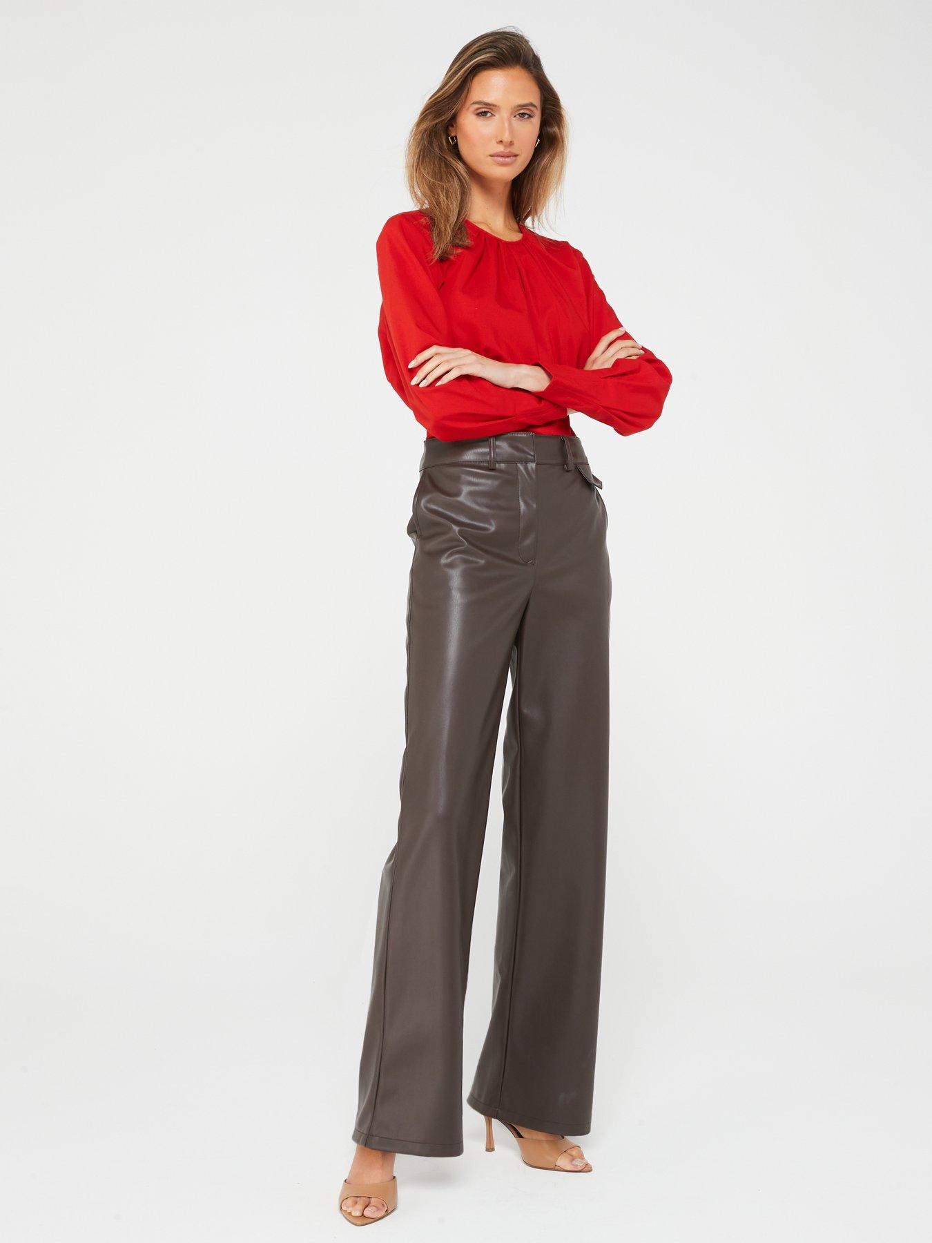 image of fig-basil-long-sleevenbspgathered-neck-corset-blouse-red