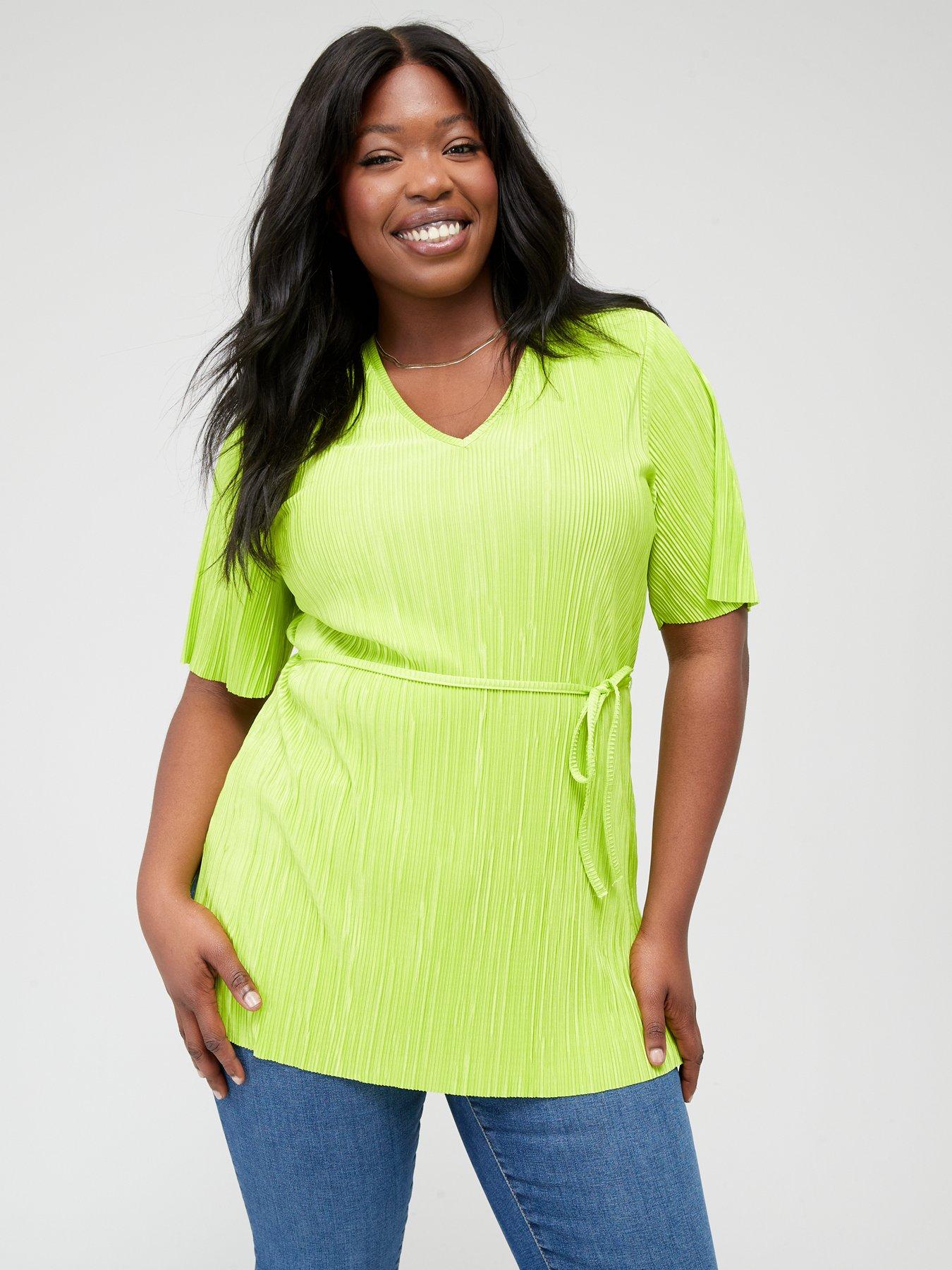 Lime green 2024 plus size tops