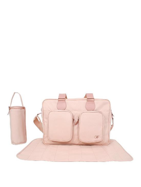 front image of my-babiie-billie-faiers-blush-deluxe-changing-bag