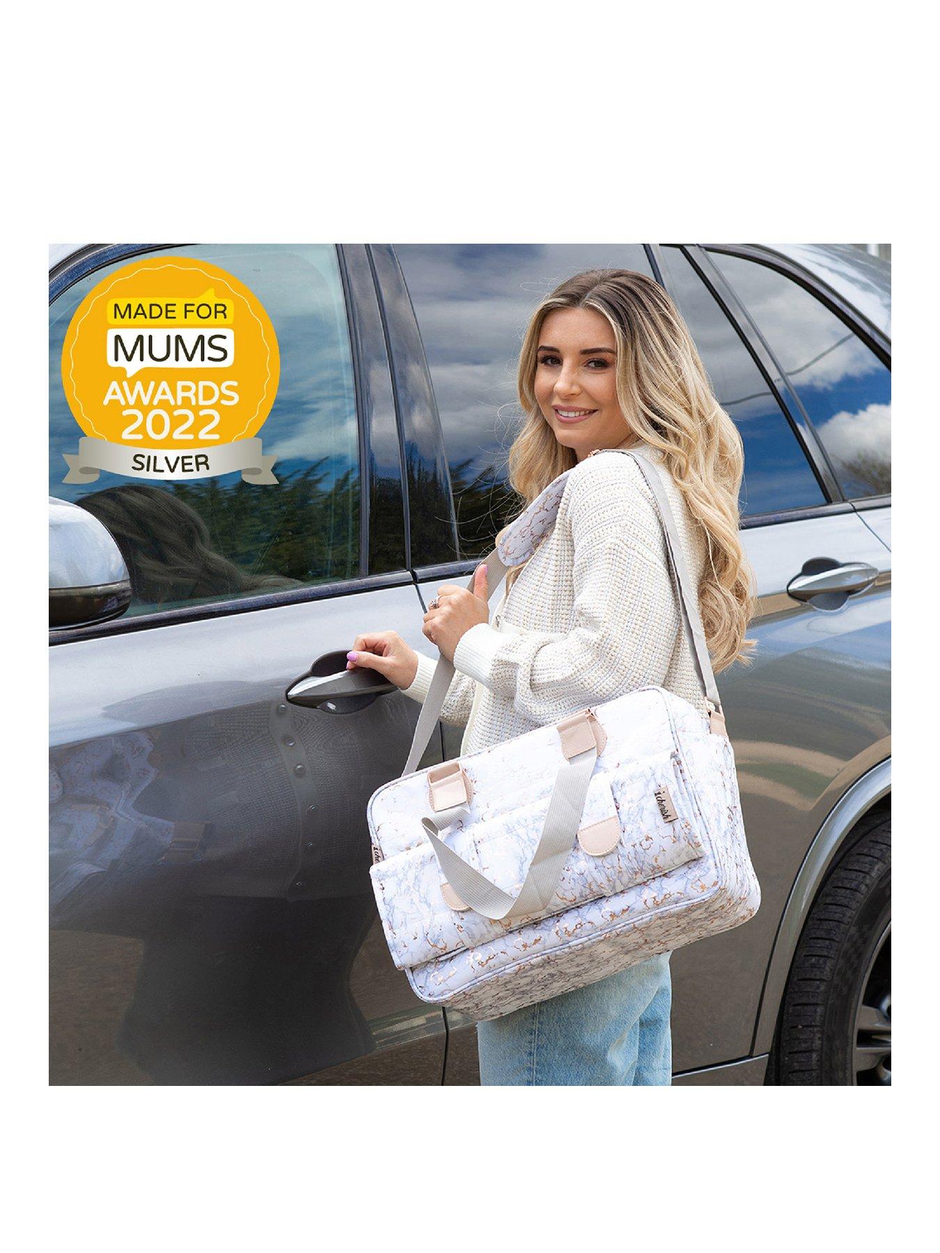  image of my-babiie-dani-dyer-metallic-rose-gold-marble-deluxe-changing-bag