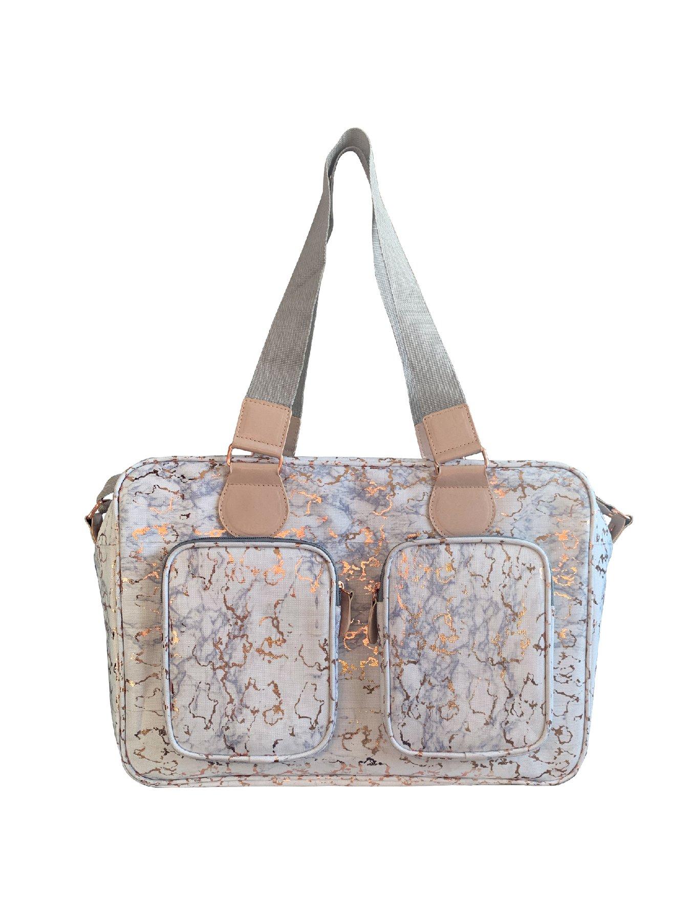  image of my-babiie-dani-dyer-metallic-rose-gold-marble-deluxe-changing-bag