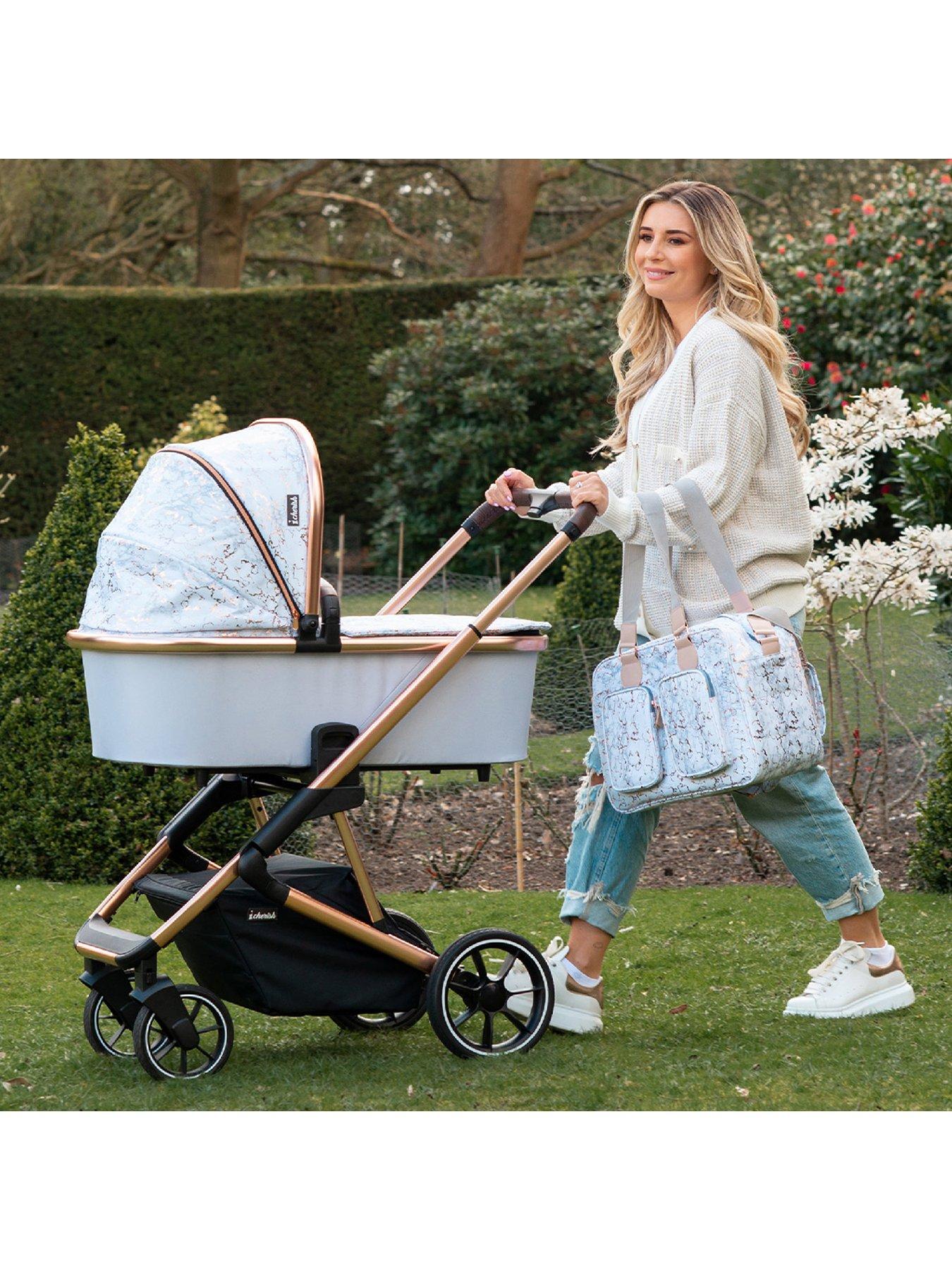  image of my-babiie-dani-dyer-metallic-rose-gold-marble-deluxe-changing-bag