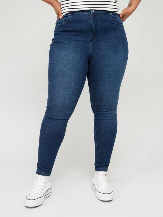 front image of v-by-very-curve-supersoft-high-waisted-skinny-jean-dark-wash