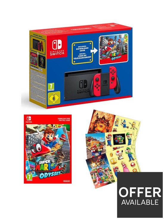 front image of nintendo-switch-red-super-mario-odyssey-bundle