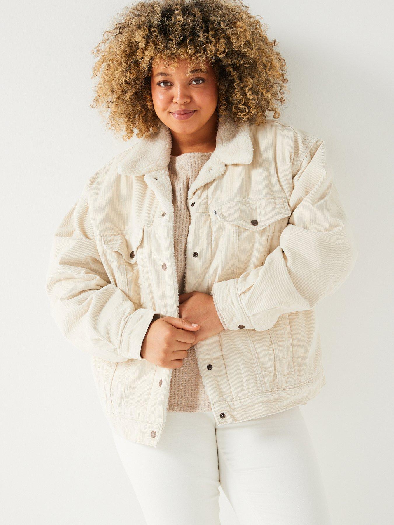 Plus 90s Sherpa Trucker Jacket Almond Milk