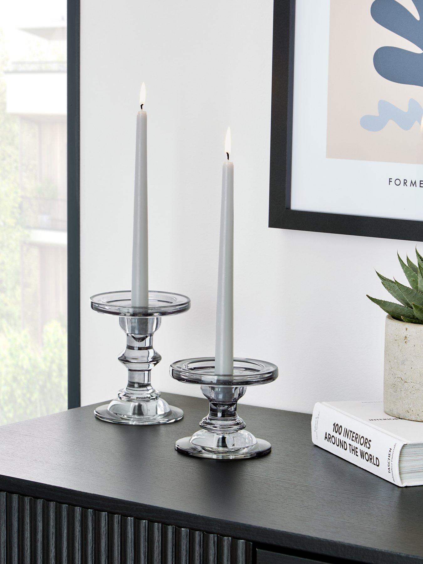 The Very Collection Smoked Glass Candle Holders