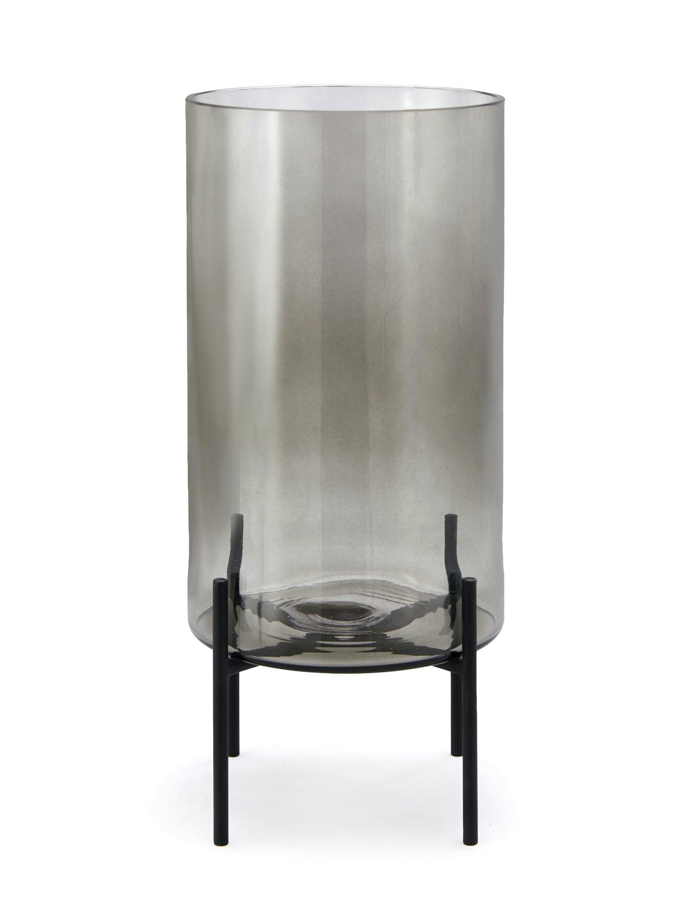  image of very-home-cylinder-glass-vase-with-metal-stand