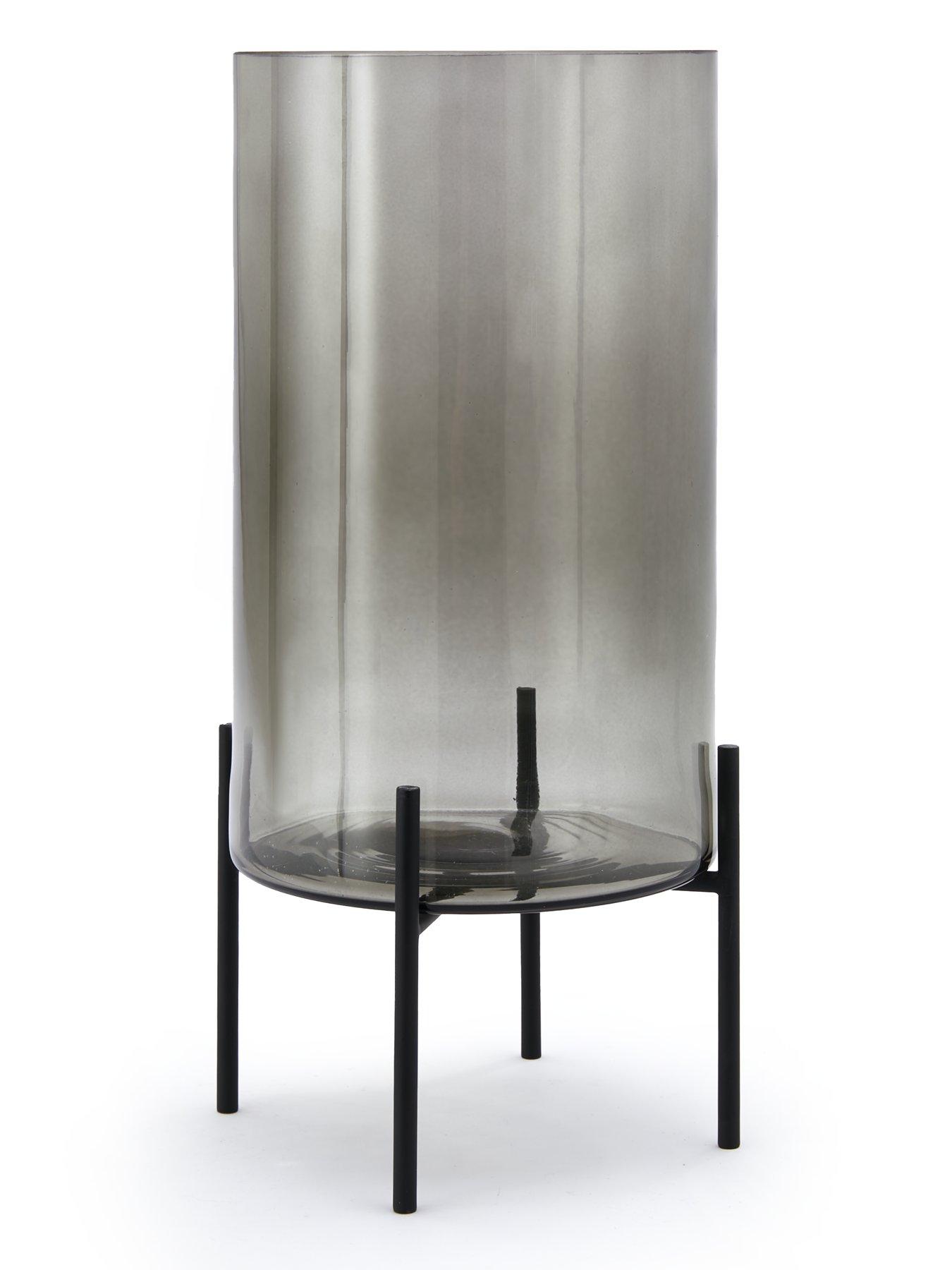  image of very-home-cylinder-glass-vase-with-metal-stand