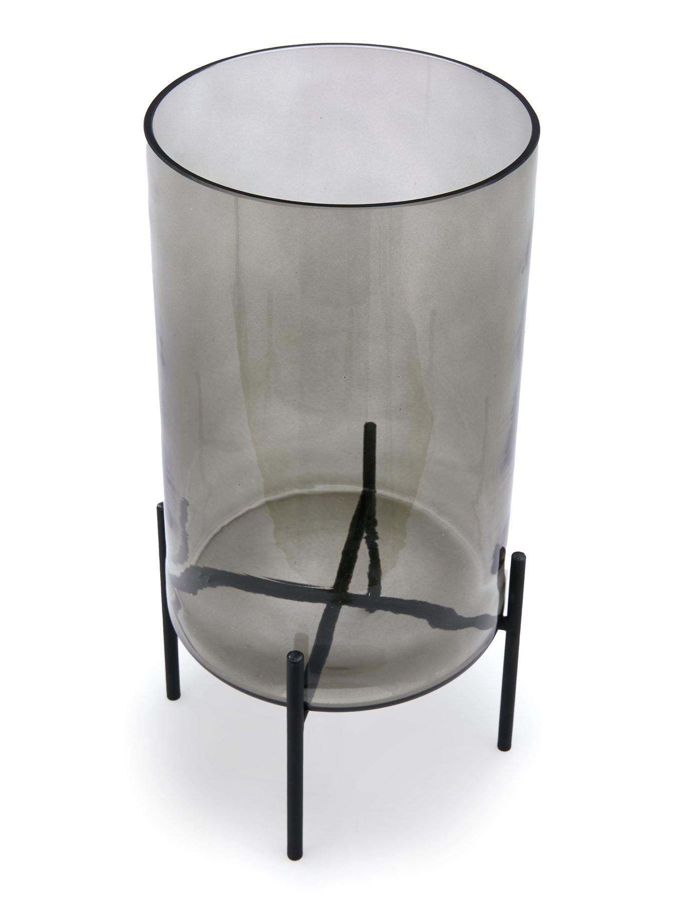  image of very-home-cylinder-glass-vase-with-metal-stand