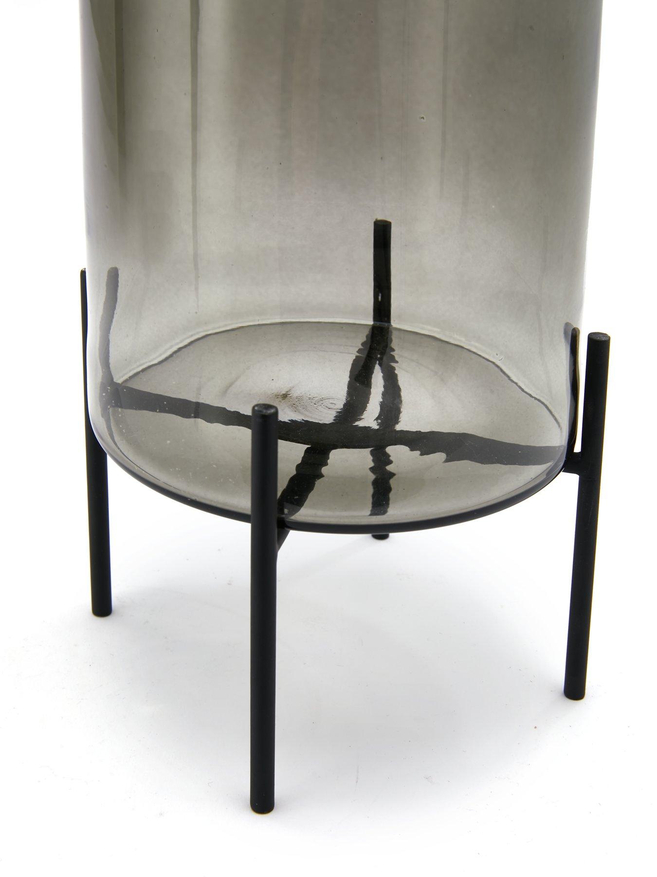  image of very-home-cylinder-glass-vase-with-metal-stand