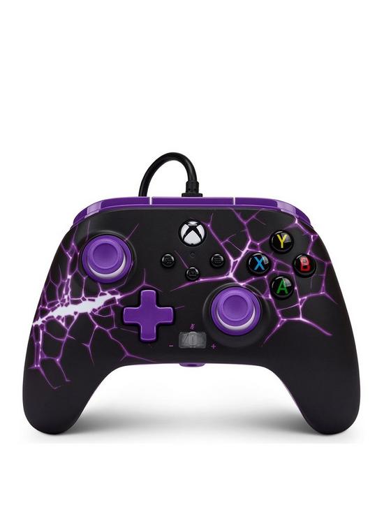 front image of powera-enhanced-wired-controller-for-xbox-purple-magma