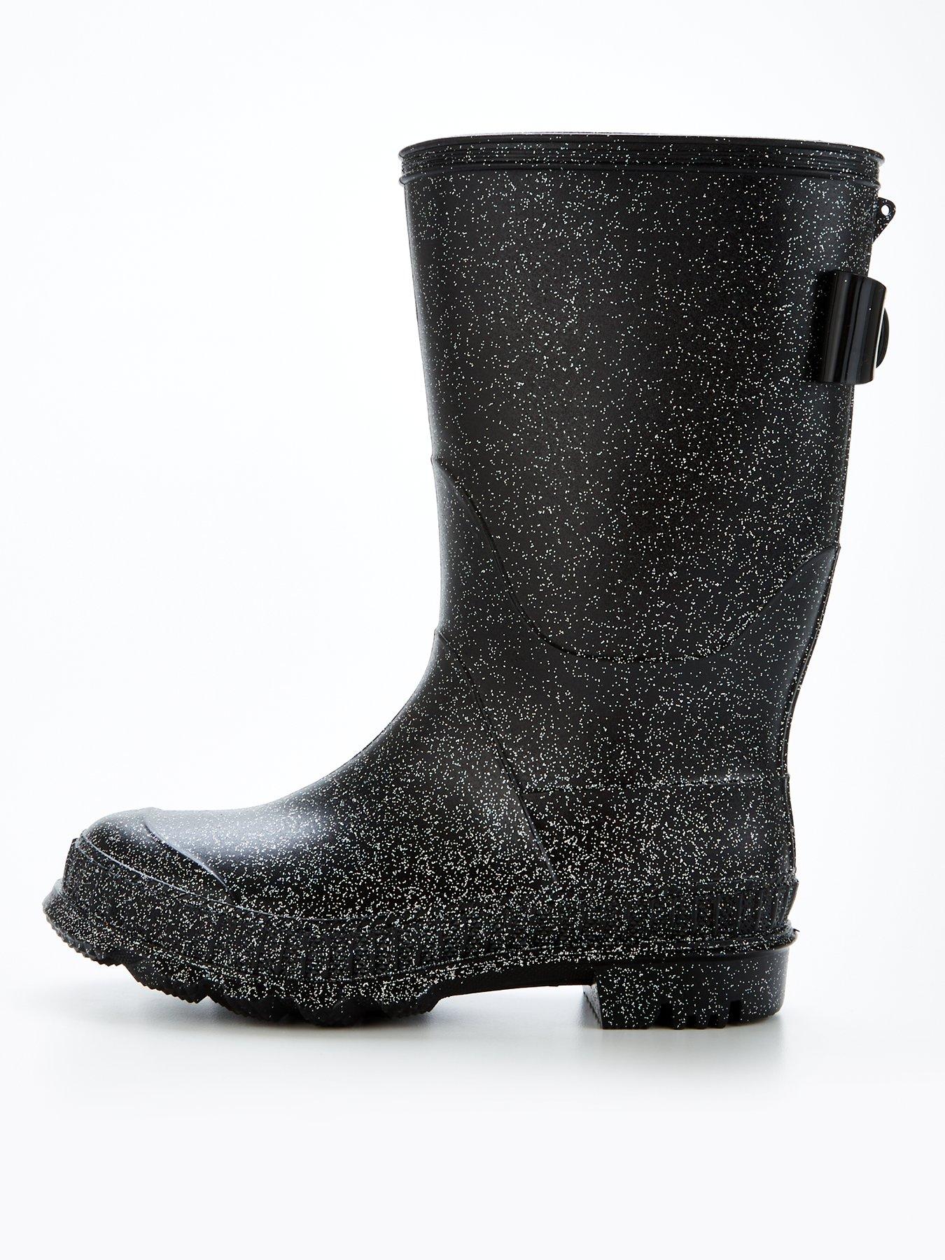 Black glitter hunter boots best sale