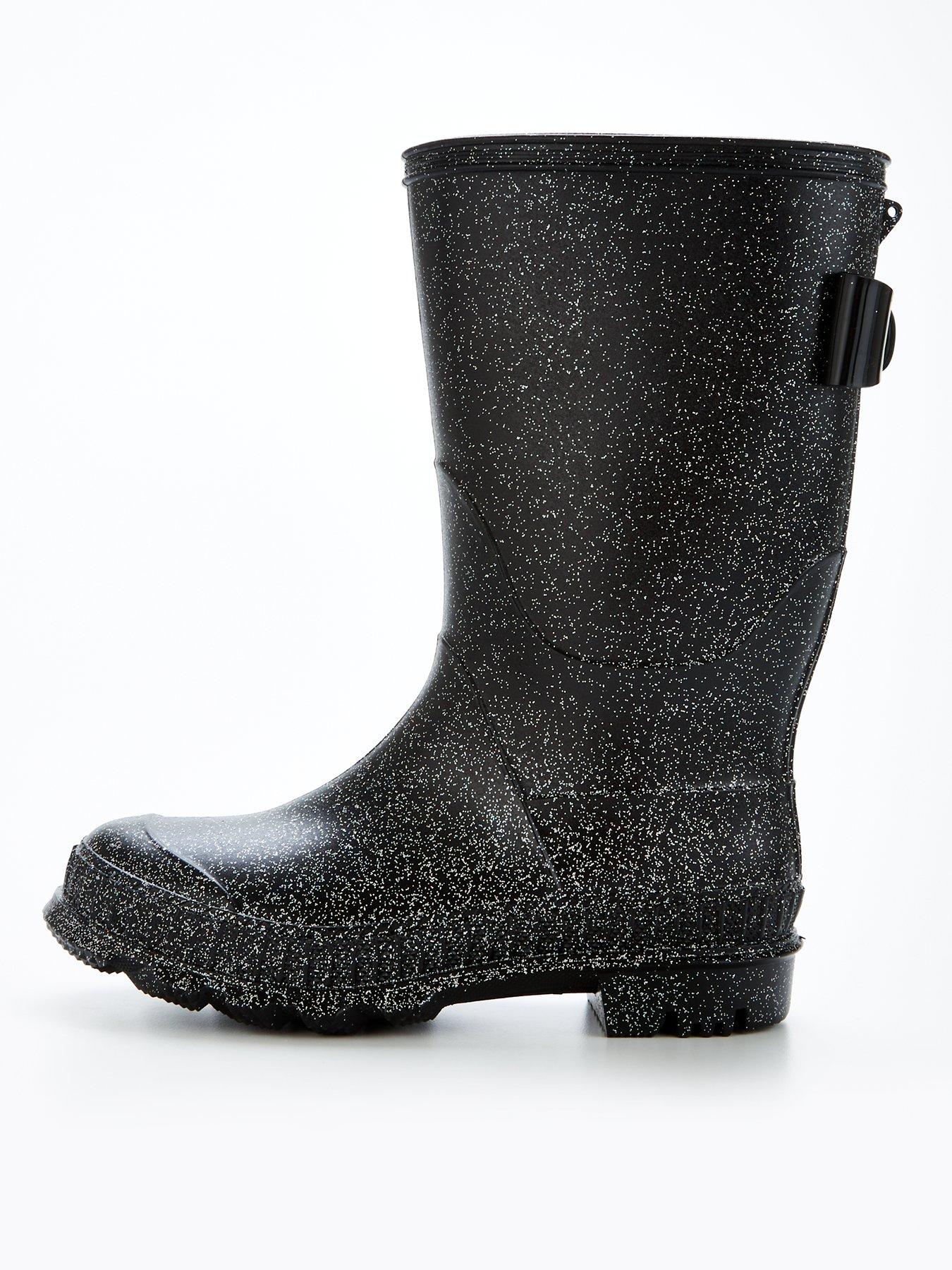 Image 1 of 6 of The Very Collection Girls Glitter Wellies - Black