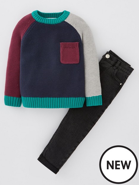 mini-v-by-very-boys-colour-block-knitted-jumper-and-jeans-multi