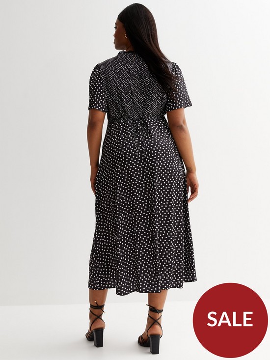 stillFront image of new-look-black-spot-lace-trim-satin-midi-dress