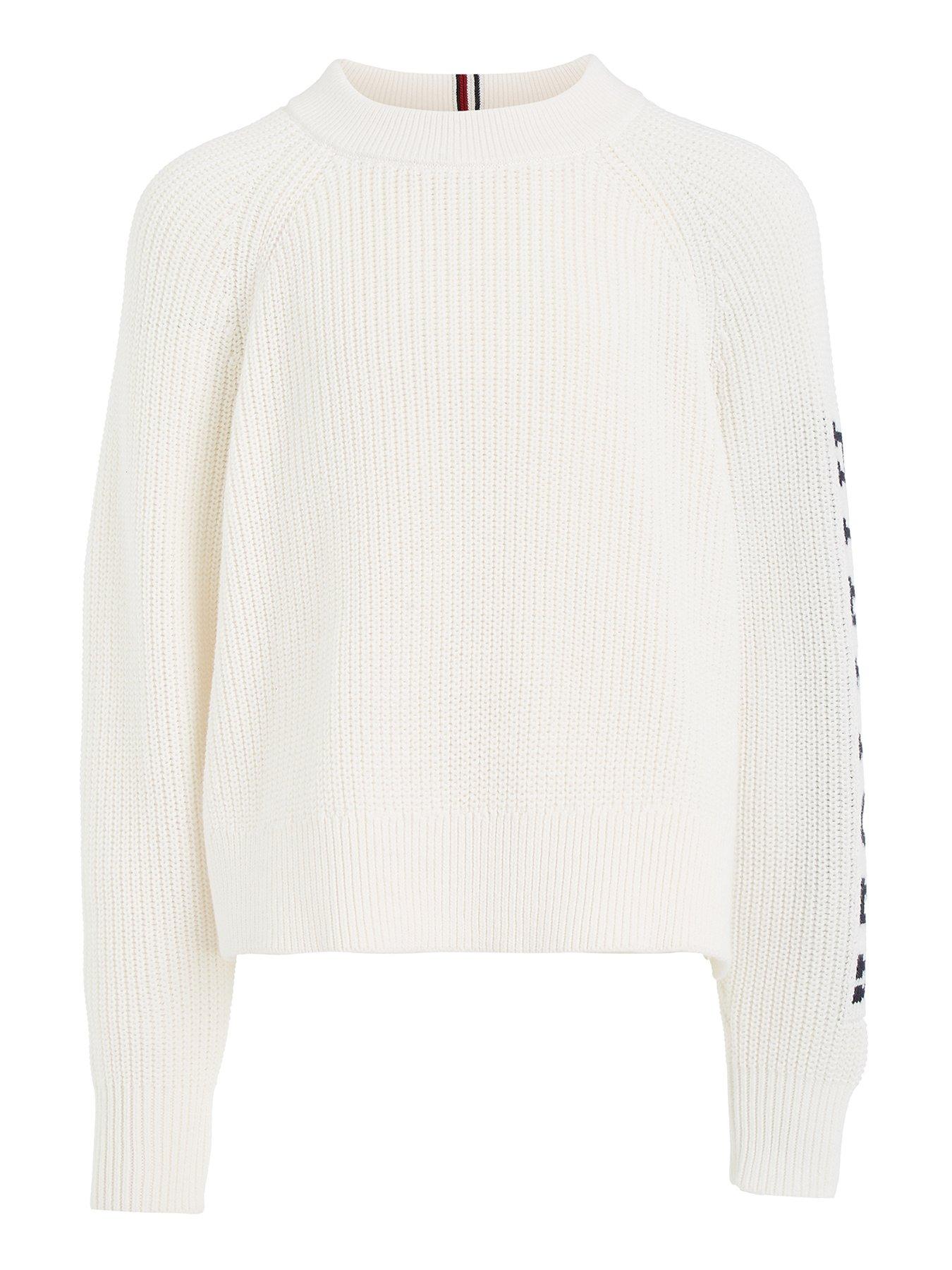 Tommy Hilfiger Girls Monotype Sweater - White | littlewoods.com