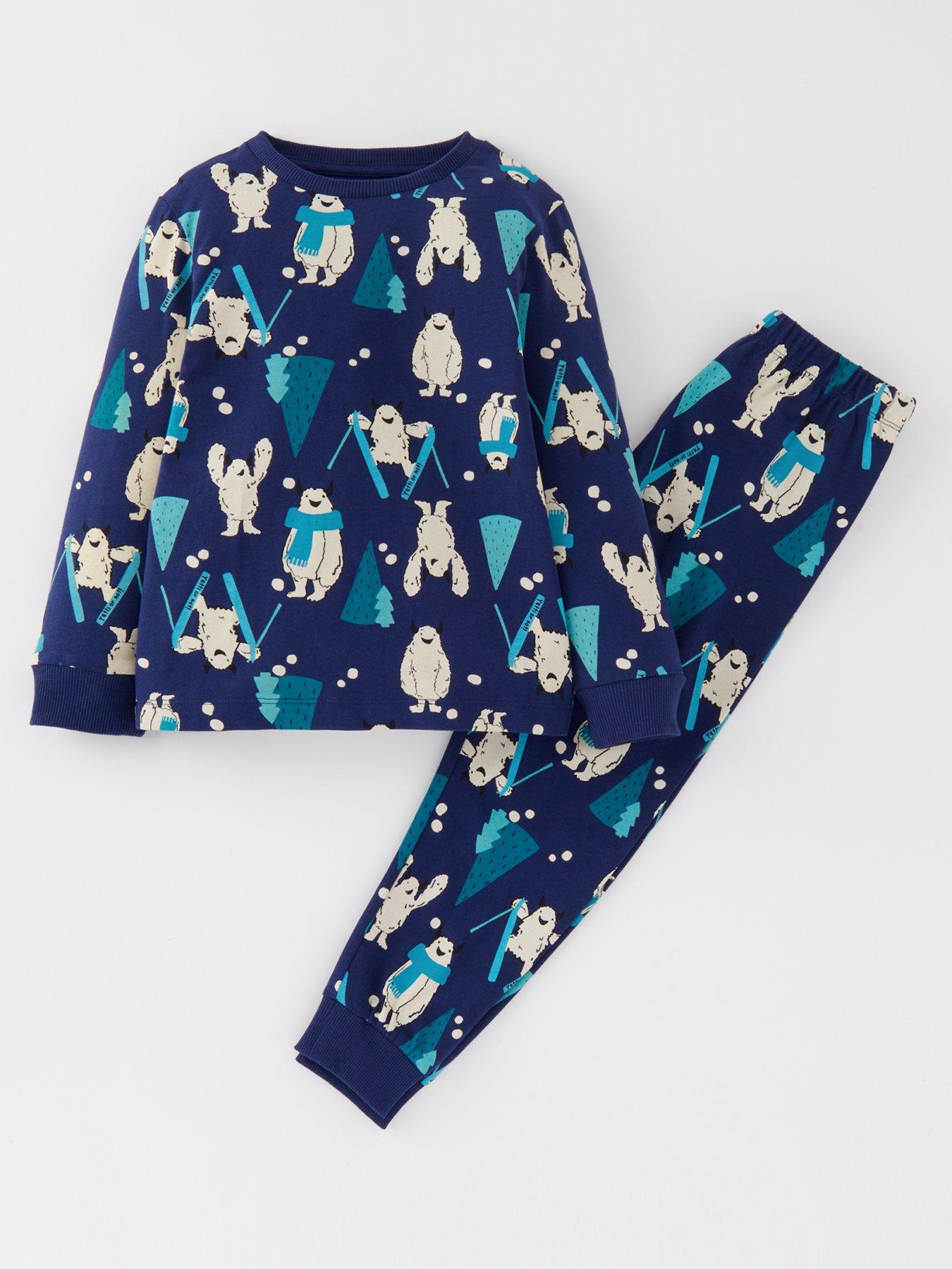 Mini V by Very Sibling Ski Christmas Pyjamas - Navy