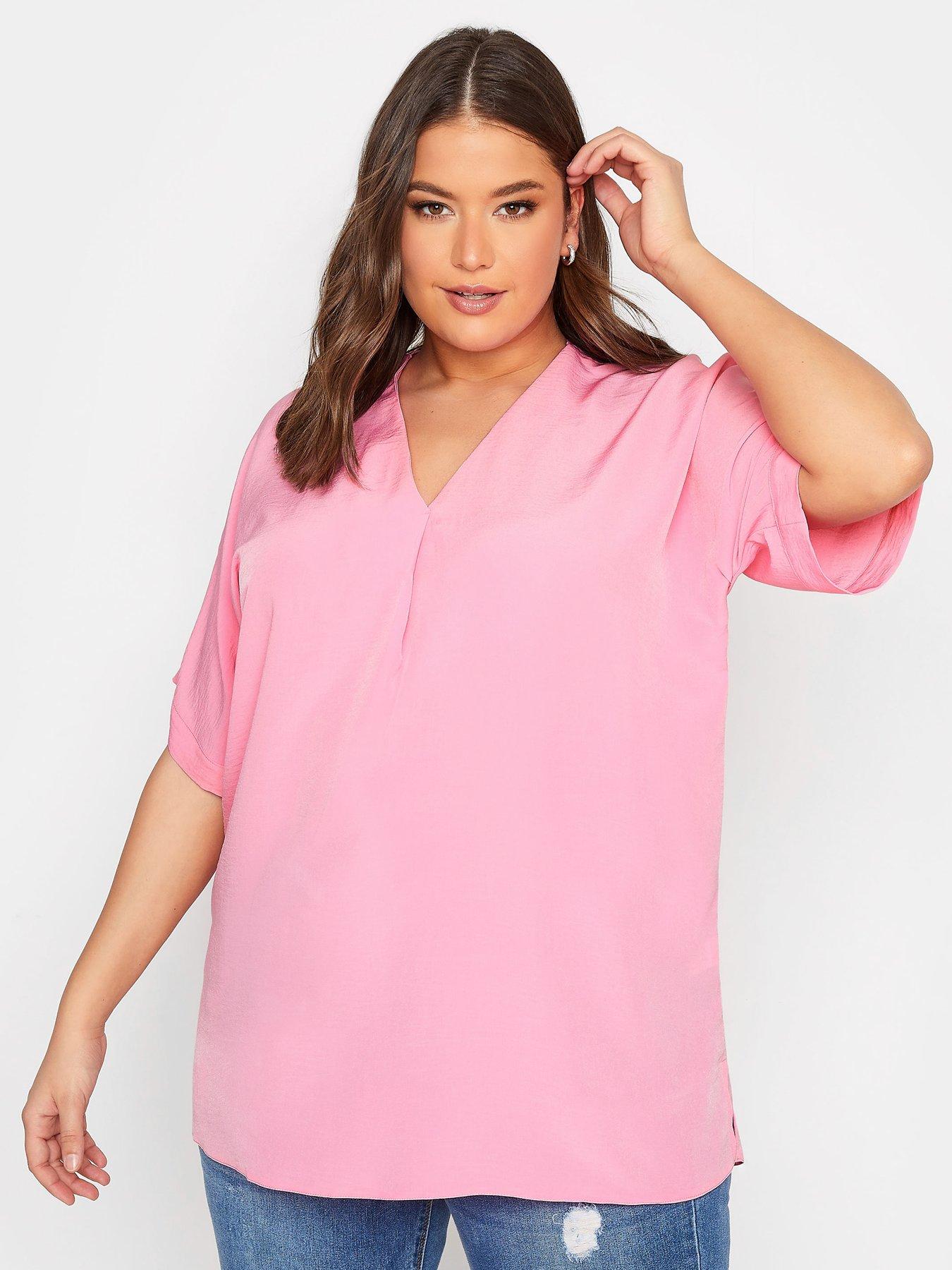 undefined V-Neck Detail Top - Pink