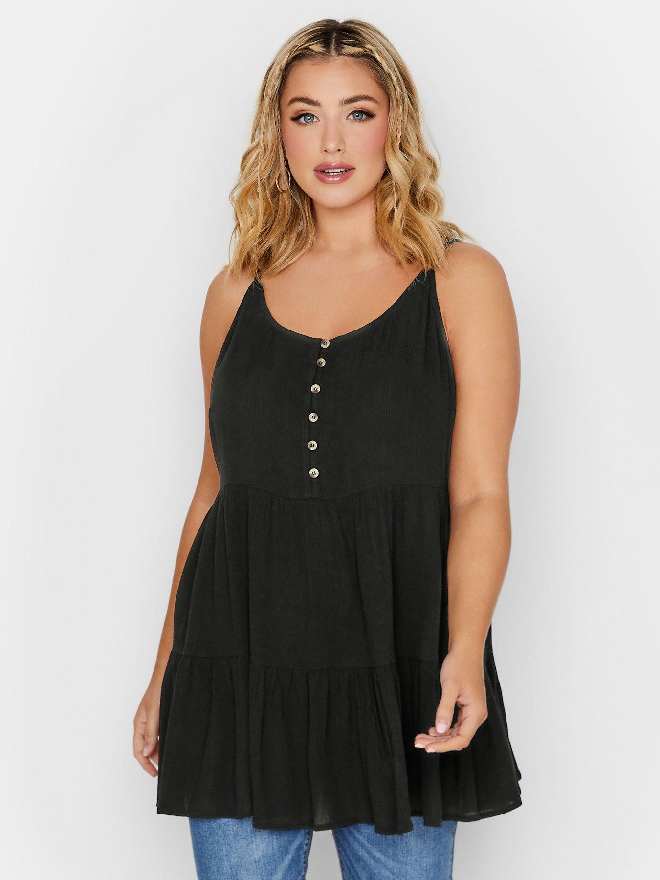 undefined Tiered Crinkle Swing Vest Black