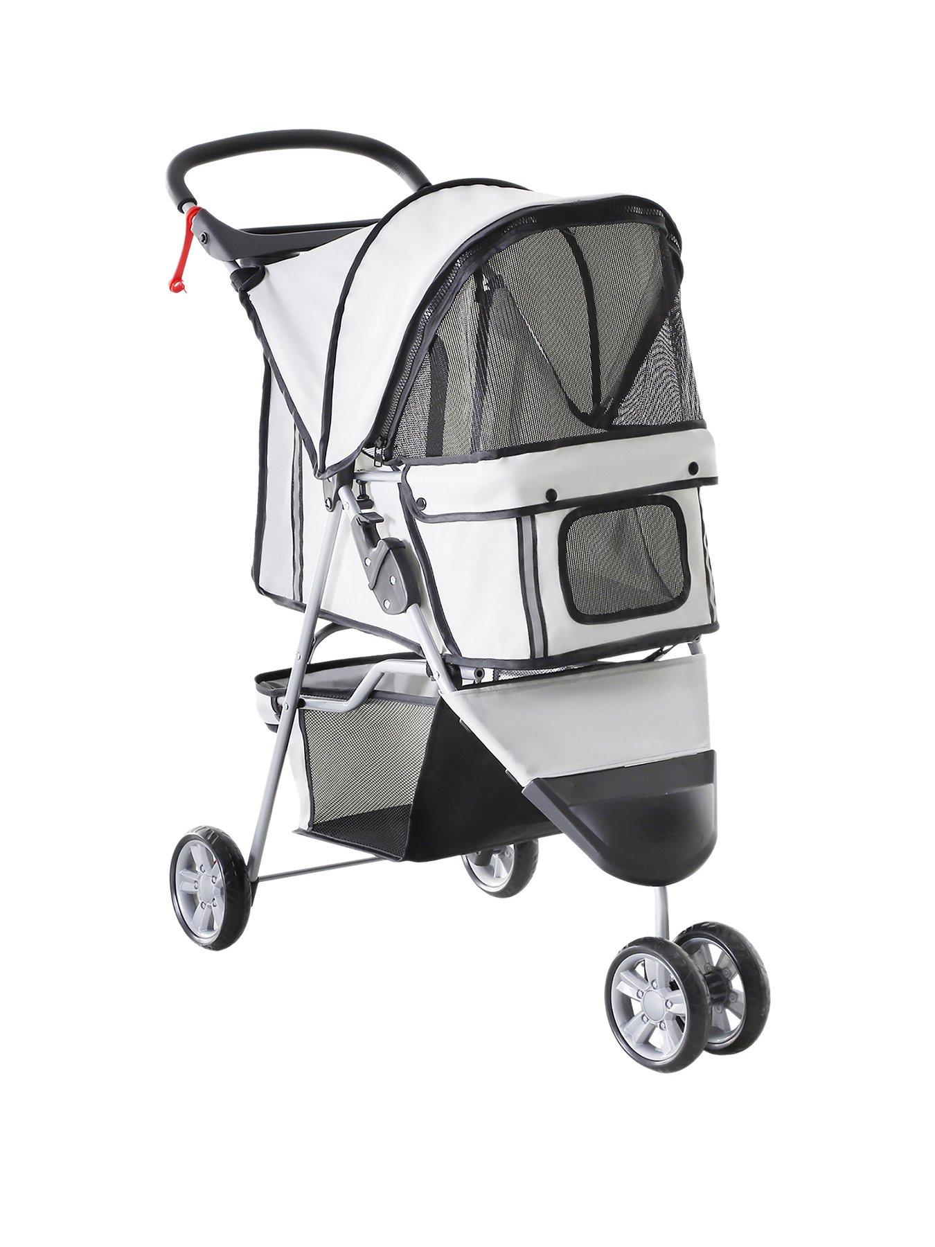 undefined Dogs Stroller Pushchair Oxford Cloth 3-Wheel Pram Grey - Suitable for Small Pets