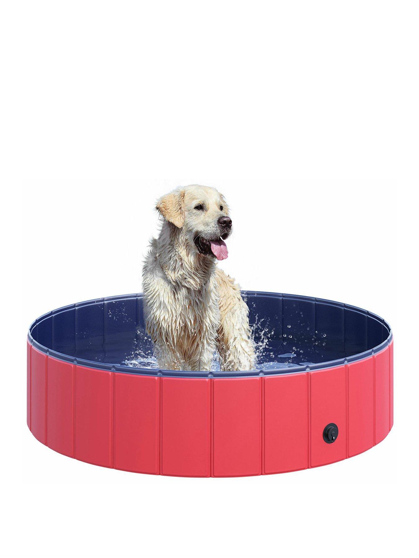 PawHut Foldable Pet Swimming Pool - Red (120cm Diameter)