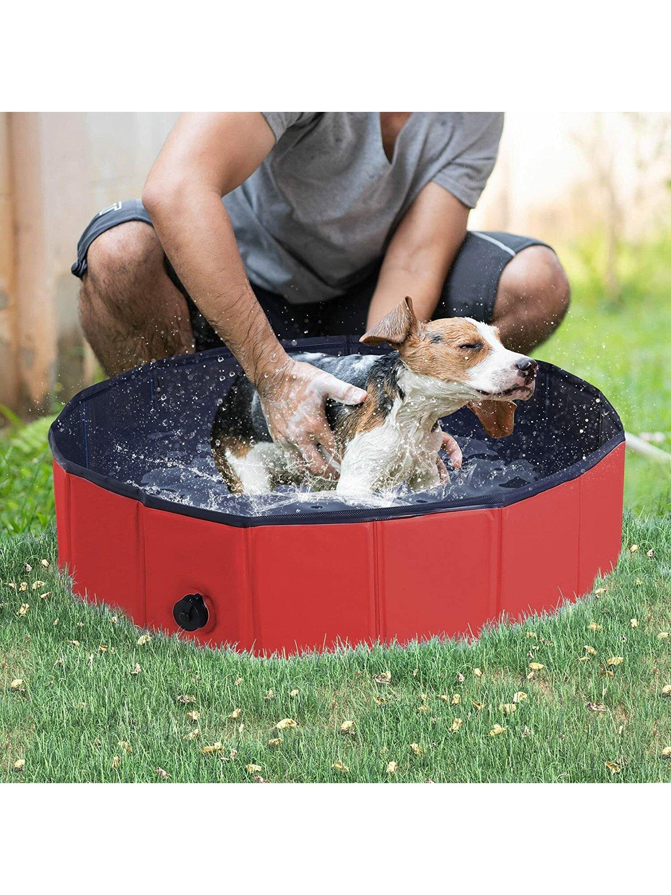  image of pawhut-foldablenbsppet-swimming-pool--nbsp80cm-red