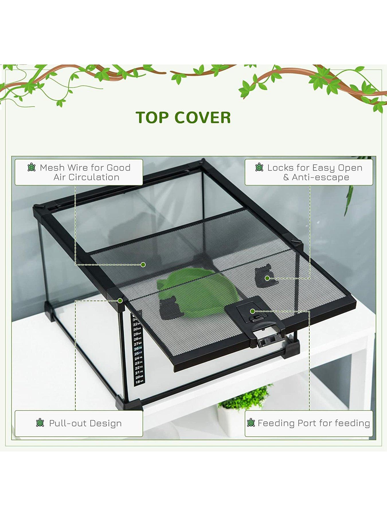  image of pawhut-reptile-terrarium-for-lizards-horned-frogs-andnbspsnakes--nbspblack-30-x-30-x-20cm