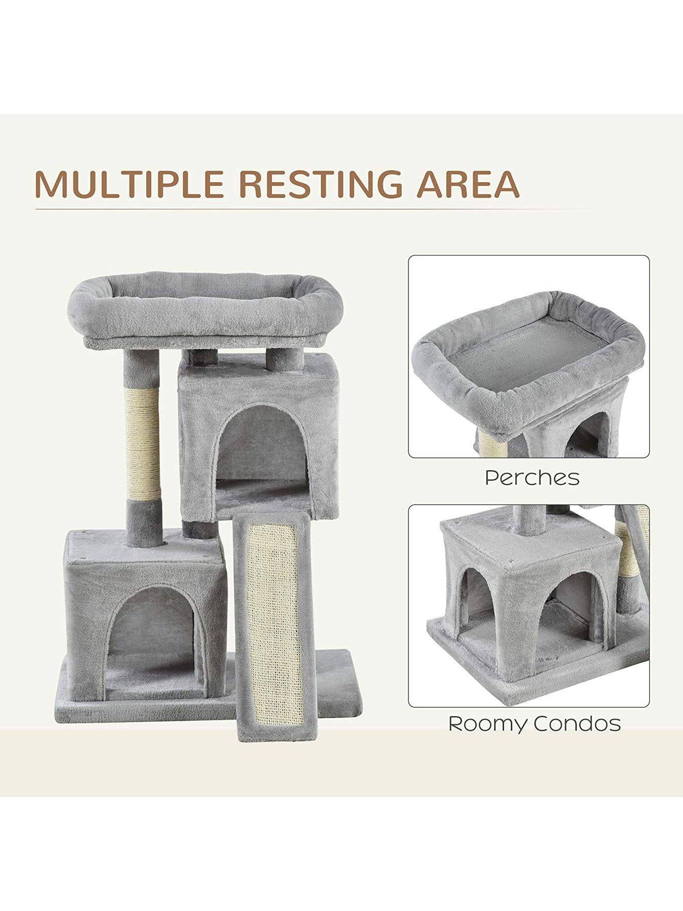 Image 4 of 7 of PawHut Cats 3-Tier Sisal Rope Leisure Tree -&nbsp;Light Grey