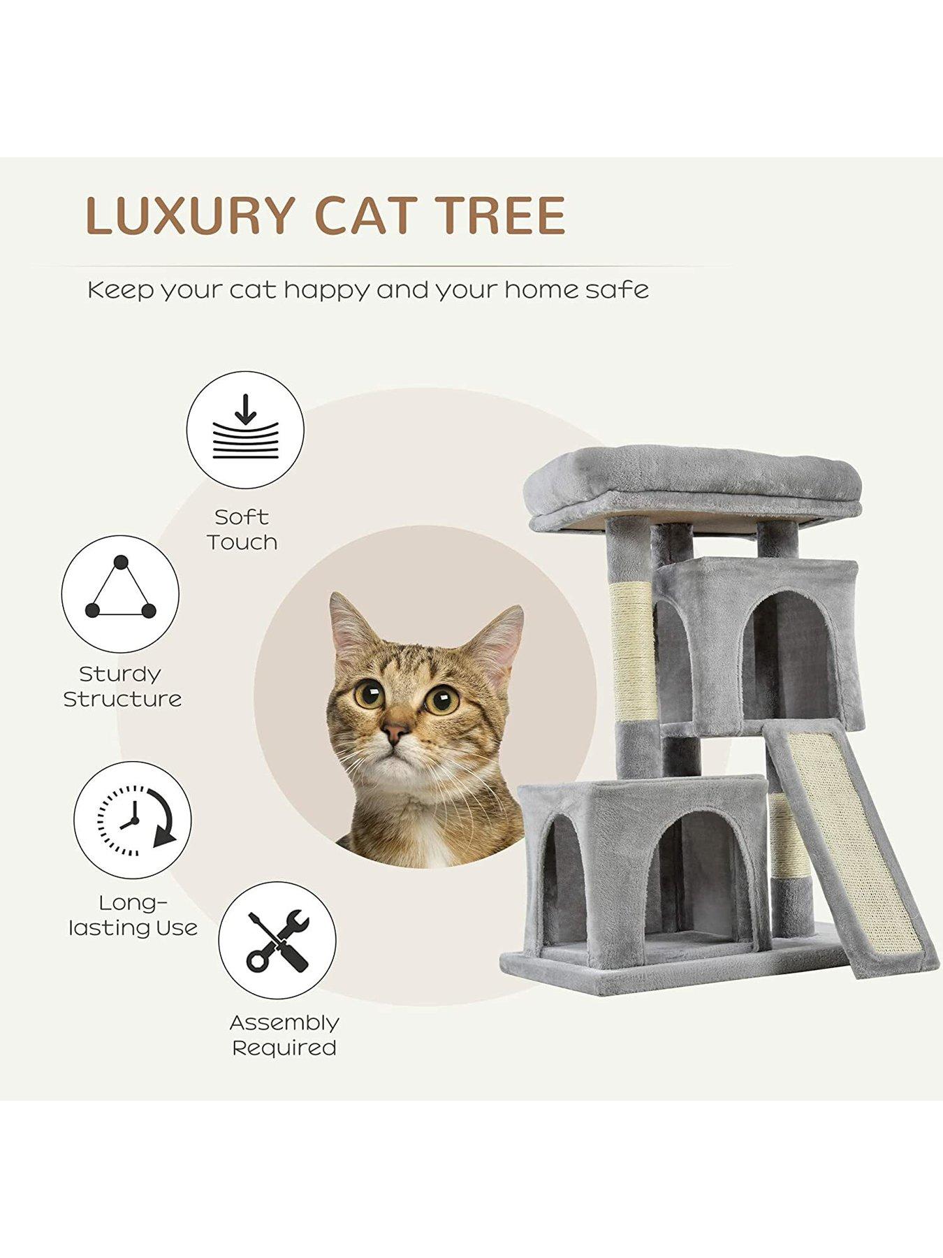Image 6 of 7 of PawHut Cats 3-Tier Sisal Rope Leisure Tree -&nbsp;Light Grey