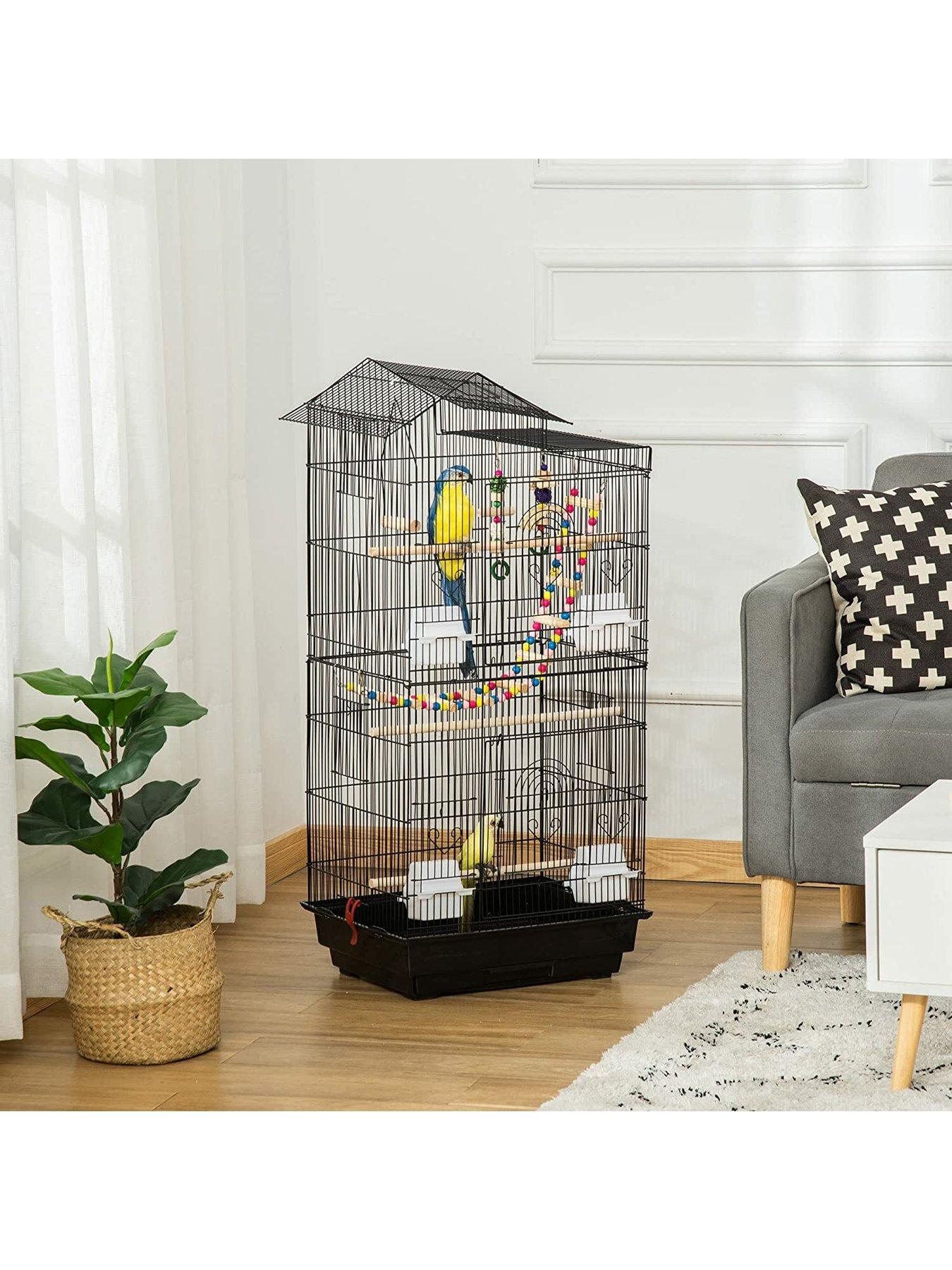  Portable Birdcage Round Bird Cage Hanging with Feeder Full  Set Plastic Bird Cage for Small Birds All Round Ventilation Removable Light  Birdcage (Color: Blue) : Pet Supplies