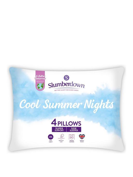 front image of slumberdown-cool-summer-nights-pack-of-4-pillows-nbspfirm-support-white