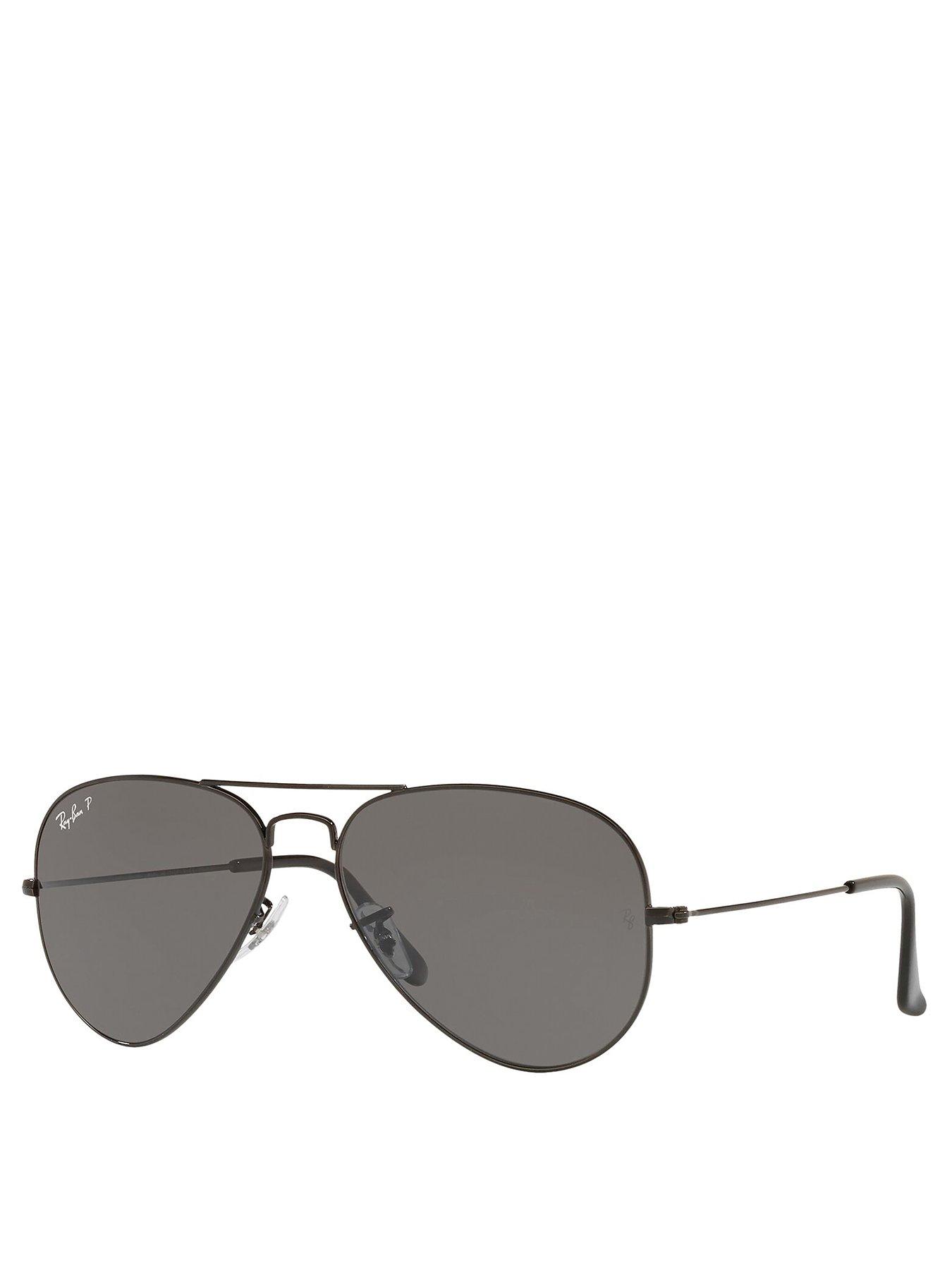 undefined Aviator Large Metal Sunglasses - Black