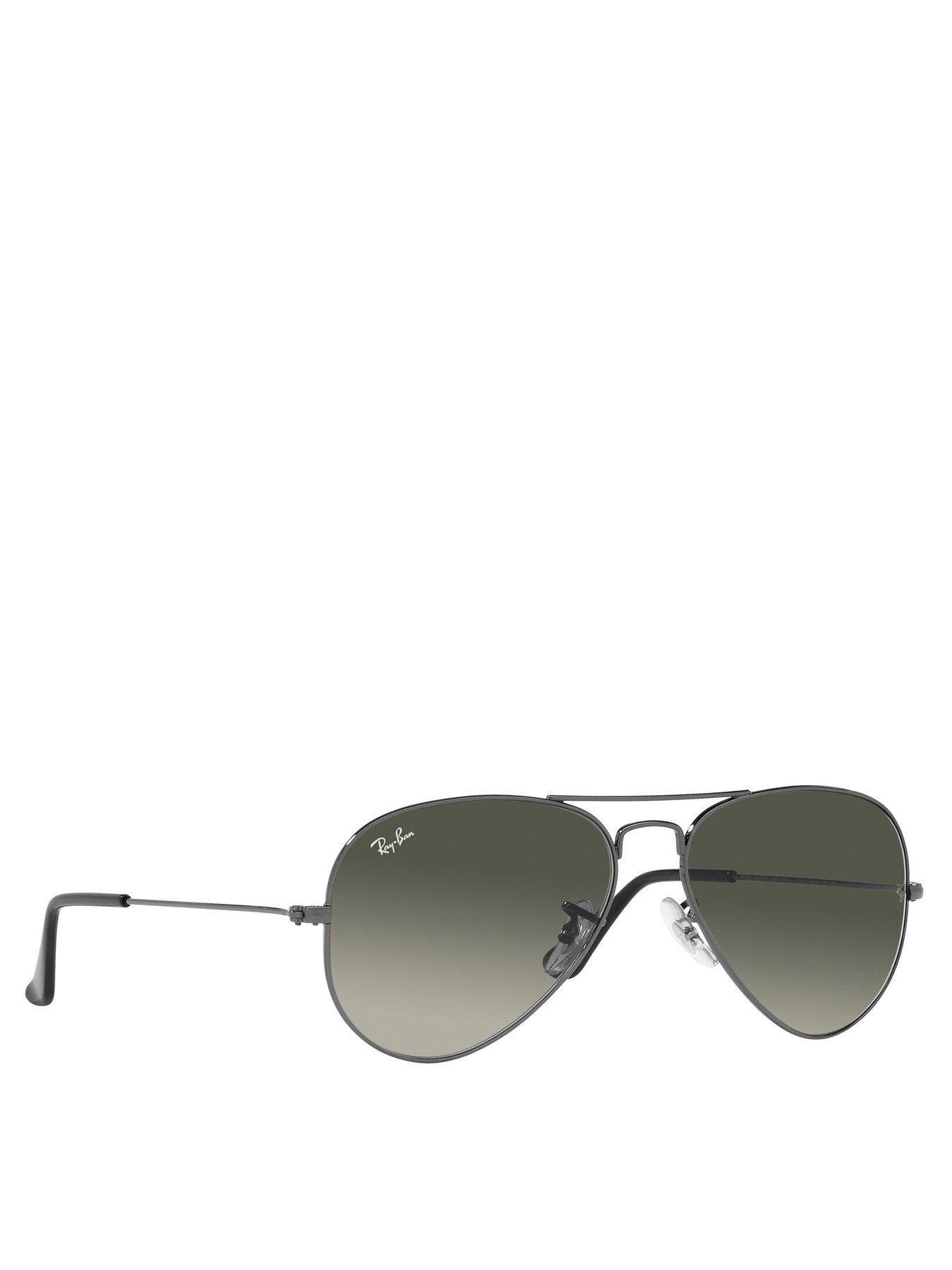 undefined Aviator Large Metal Sunglasses - Grey