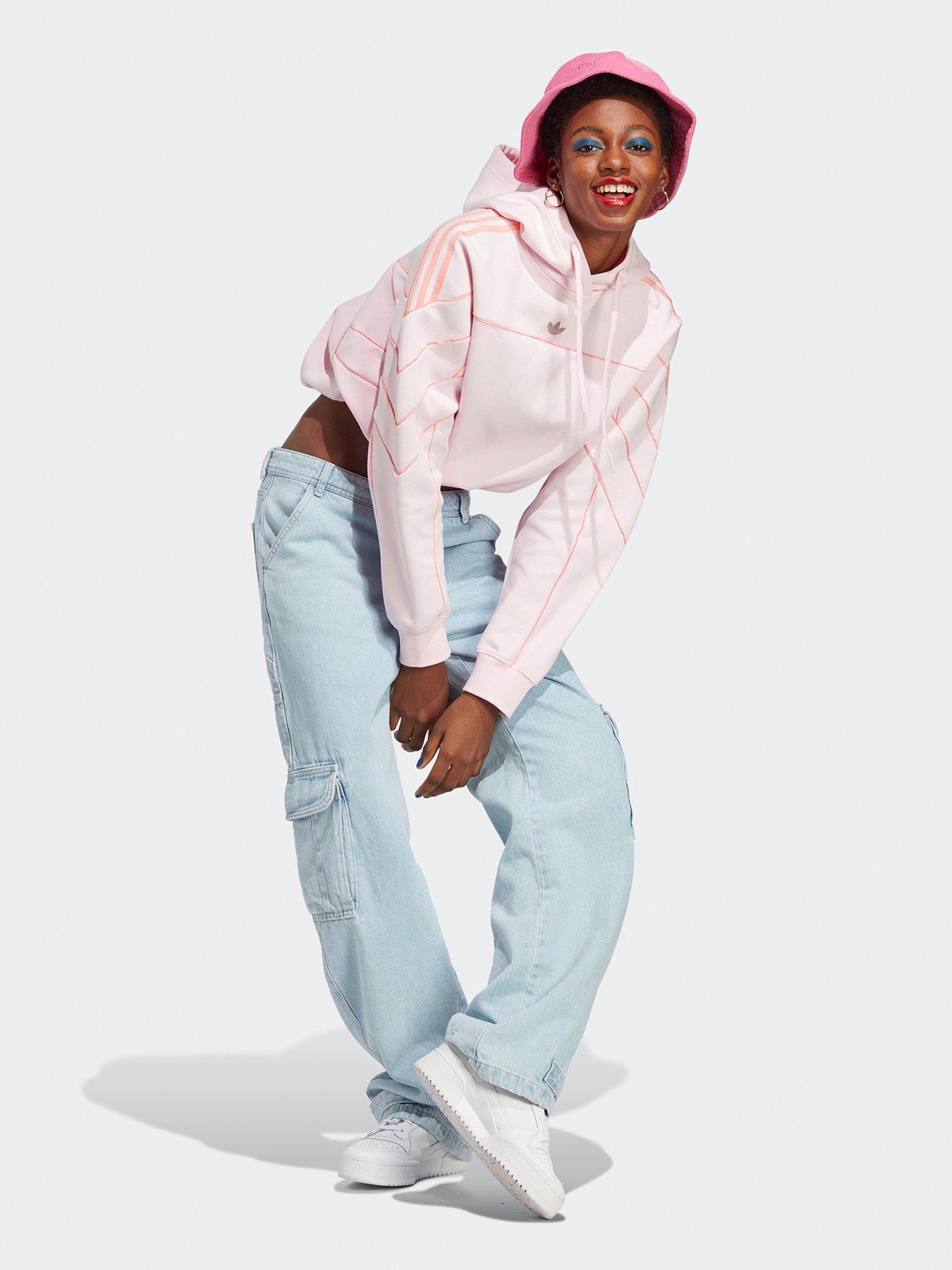 Adidas cropped best sale hoodie pink