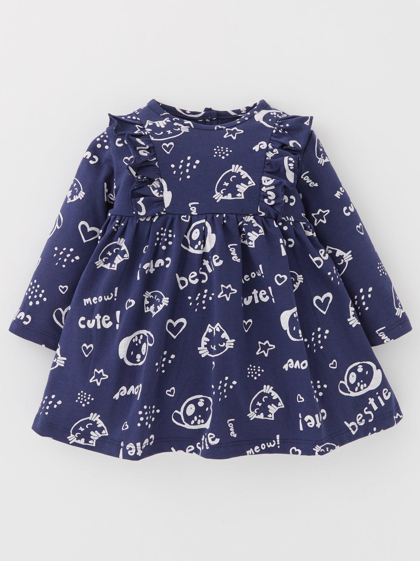 Everyday Baby Girls Cat And Dog Print Dress