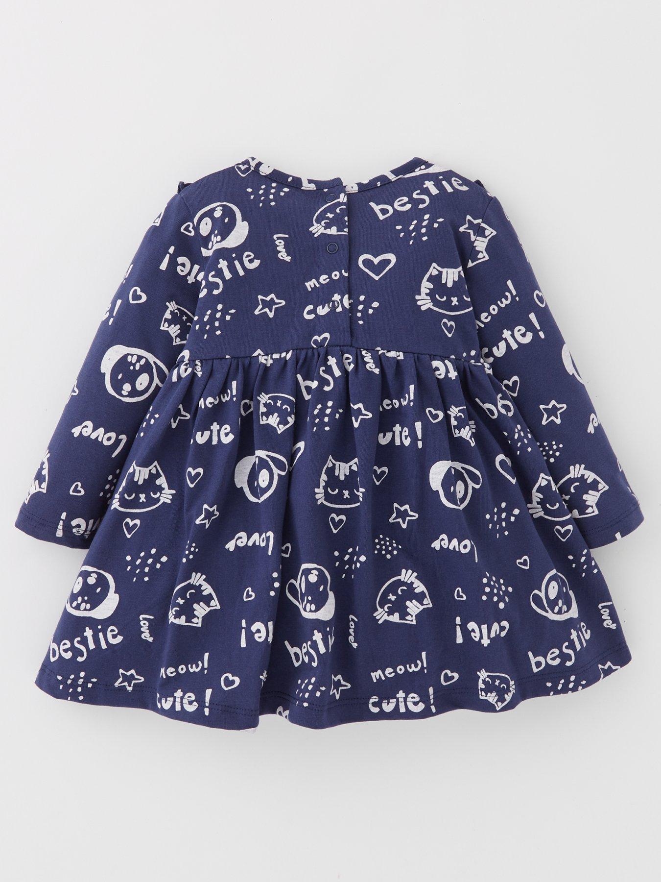 Everyday Baby Girls Cat And Dog Print Dress