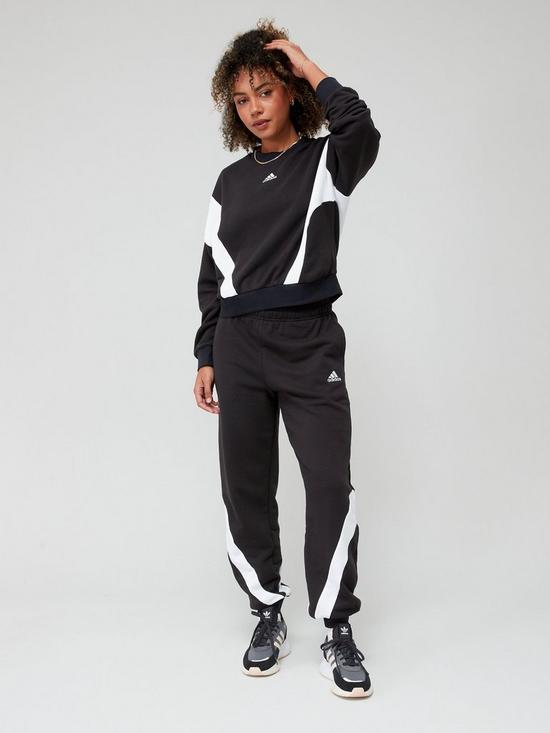 front image of adidas-sportswear-tracksuit-black