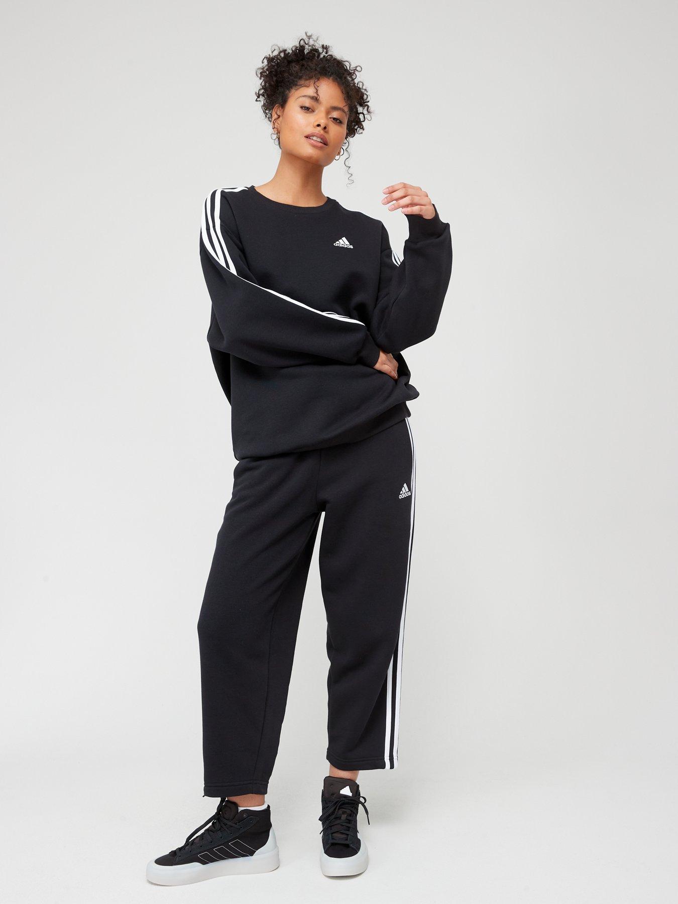 adidas Sportswear Essentials 3-stripes Open Hem Fleece Joggers -  Black/White