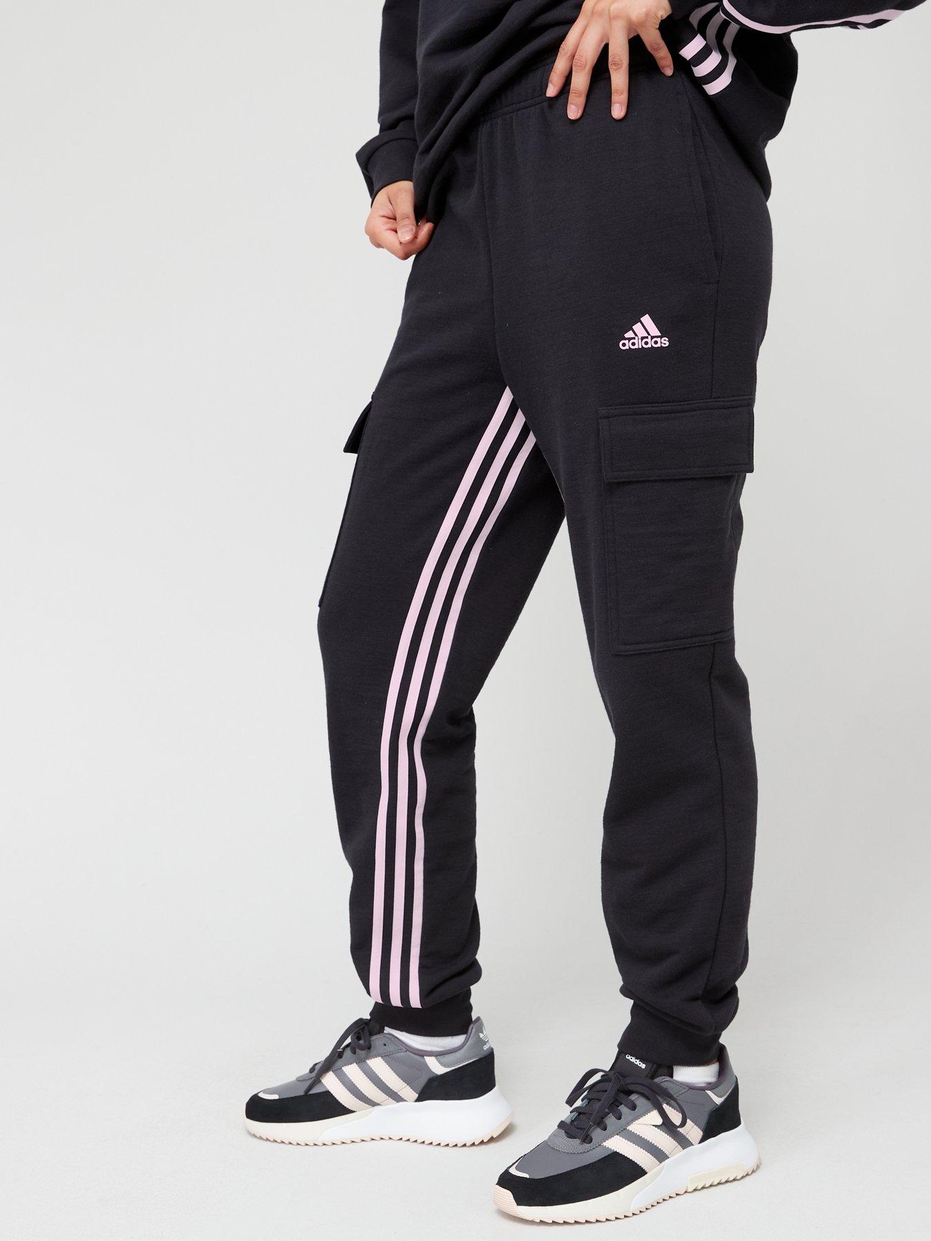 Adidas 3 stripe store joggers womens black