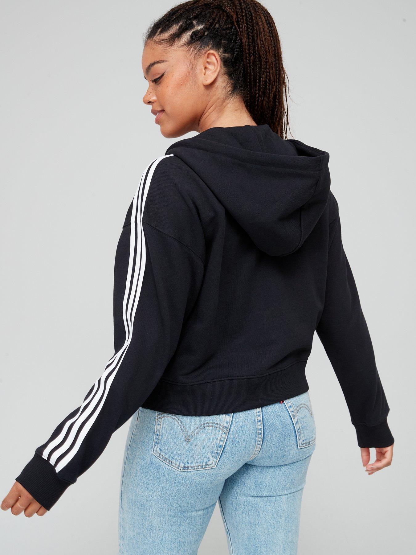 Adidas 3 stripe full zip hoodie on sale