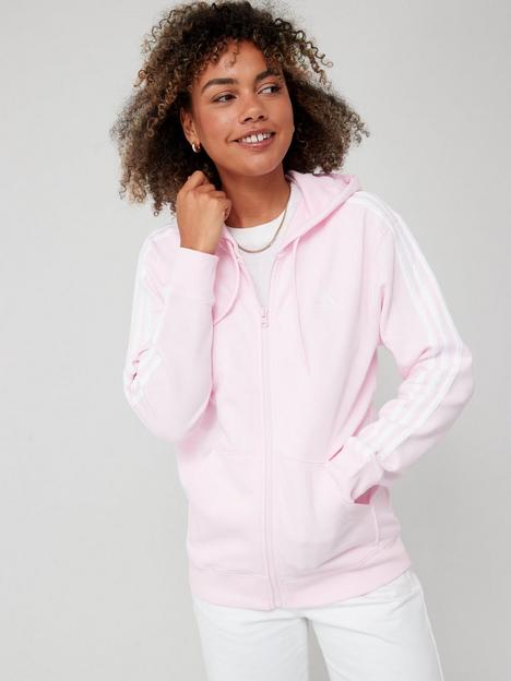 adidas-sportswear-essentials-3-stripes-french-terry-regular-full-zip-hoodie-pink