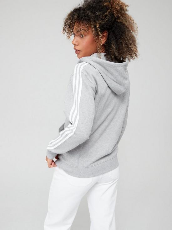 stillFront image of adidas-sportswear-essentials-3-stripes-french-terry-regular-full-zip-hoodie-grey