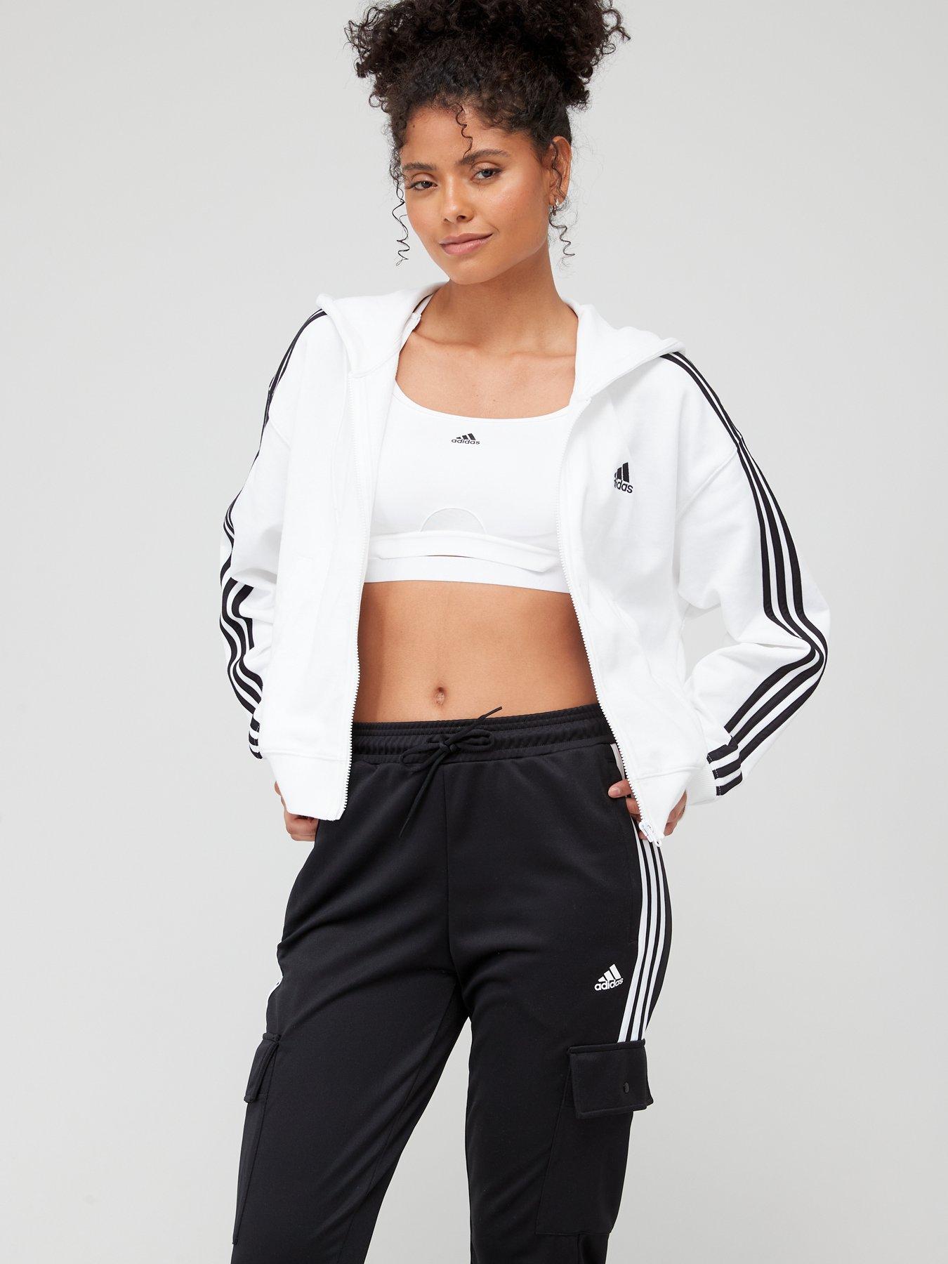 Essentials 3-Stripes French Terry Crop Hoodie