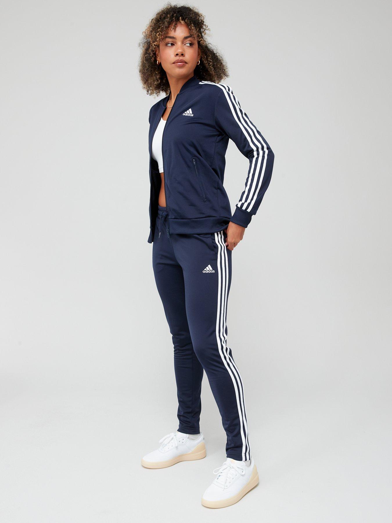 Adidas navy tracksuit womens on sale