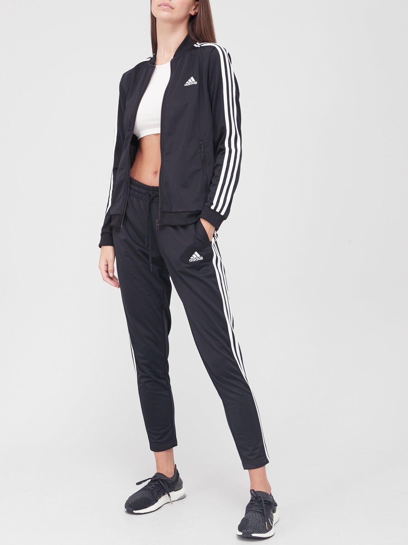 undefined Womens 3 Stripe Tracksuit - Black/White