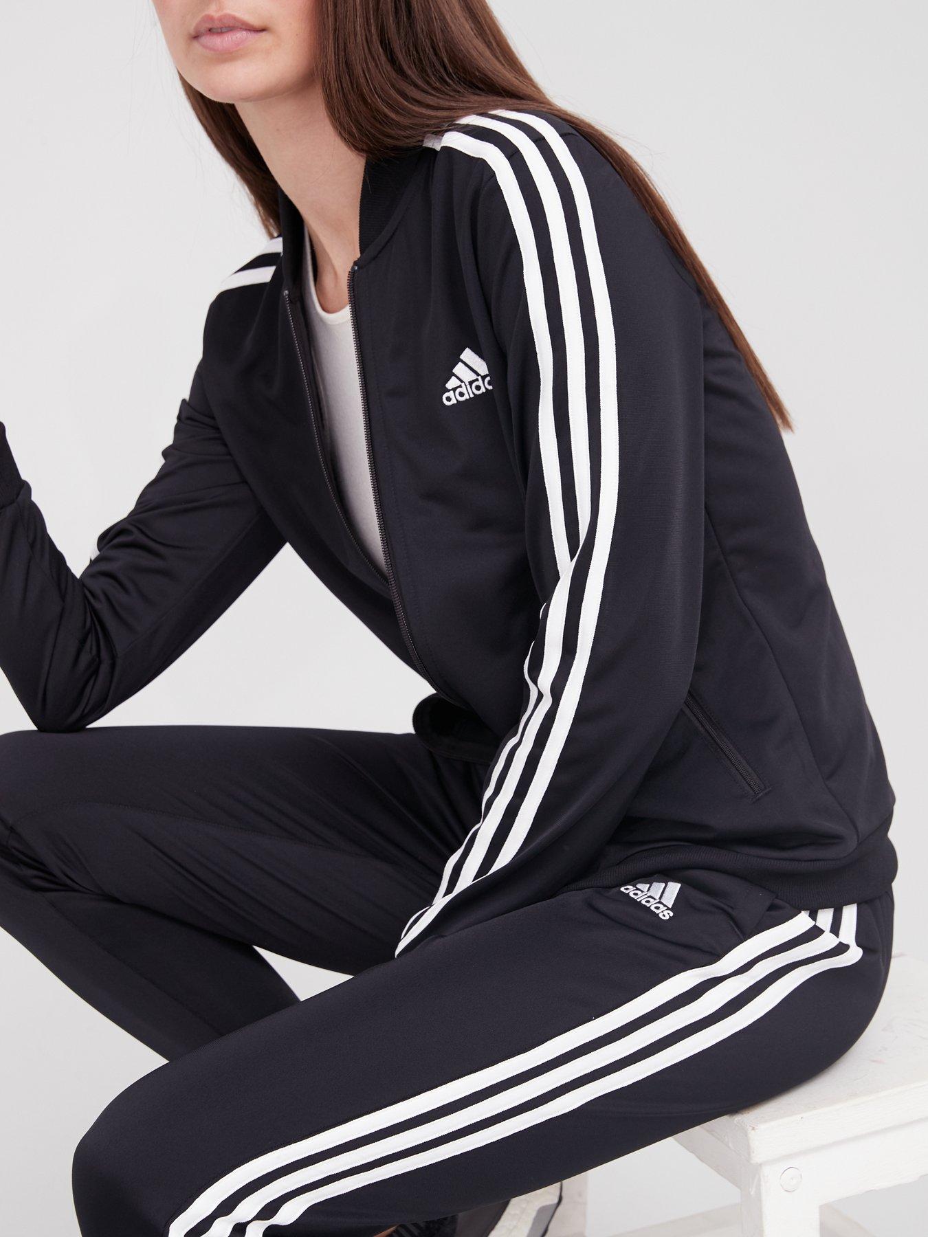 Black adidas white stripes cheap womens