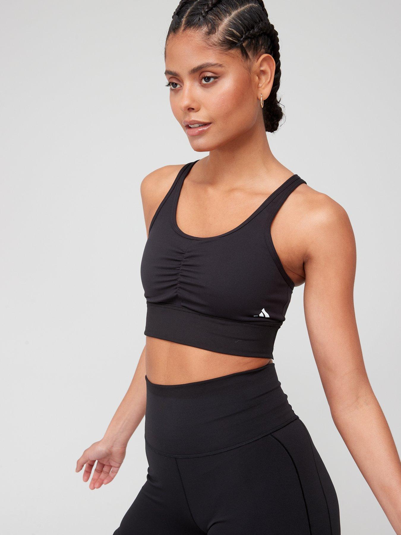 Recycled sports bra, medium support, black, Adidas Performance