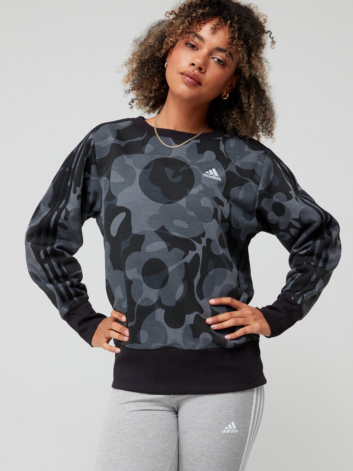 Women's adidas 3 best sale stripe fleece crewneck sweatshir